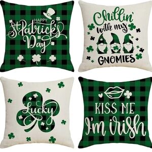 Set Of 4 St Patrick's Day Pillow Cases 18x18 Inches Brand New